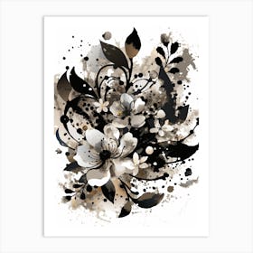 Black And White Flowers Art Print