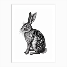 English Spot Blockprint Rabbit Illustration 5 Art Print