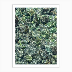Rocks and teal sea water Art Print