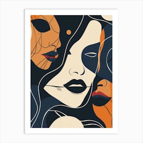 Abstract Women'S Faces Art Print