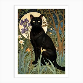 William Morris Black Cat In The Moonlight 21 Art Print