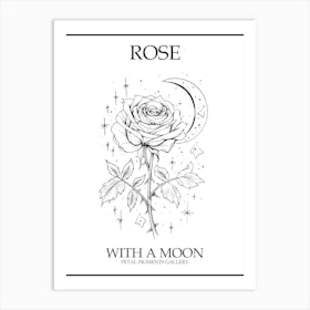 Rose With A Moon Line Drawing 4 Poster Art Print