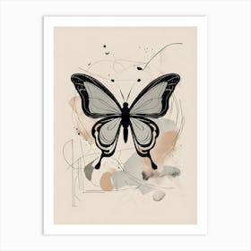 Boho Minimalist Butterfly Sketch v2 Art Print