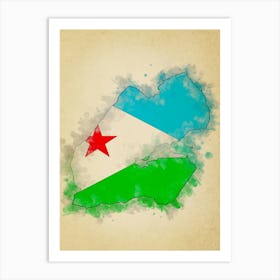 Djibouti Flag Vintage Art Print