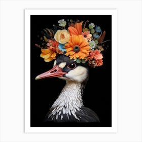 Bird With A Flower Crown Grebe 2 Art Print