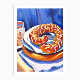 Pretzel Bakery Product Acrylic Painting Tablescape 2 Art Print