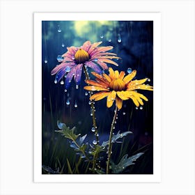 Wildflower With Rain Drops (2) Art Print