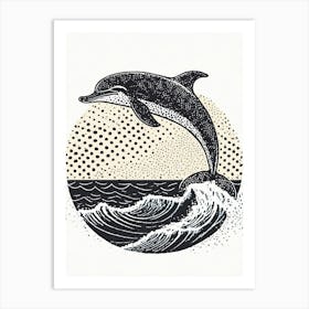 A Playful Dolphin Leaping From Ocean Waves Art Print