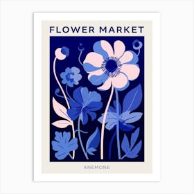 Blue Flower Market Poster Anemone 4 Art Print