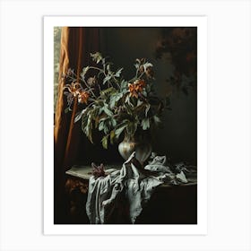 Baroque Floral Still Life Aconitum 3 Art Print