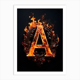 Letter A In Flames 1 Art Print