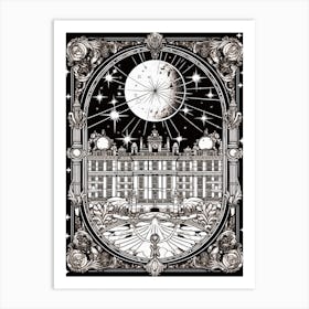 Copenhagen, Denmark, Tarot Card Travel  Line Art 1 Art Print