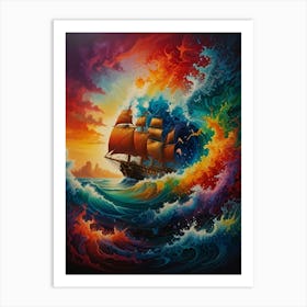 Ship In The Sea Art Print