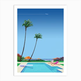 Texas, USA, pool, beach — City Pop art, retrowave/vaporwave poster, 80s, aesthetic poster Art Print