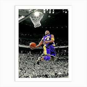 Kobe Bryant Of The Los Angeles Lakers Goes Up For The Dunk Against The New Orleans,Oklahoma City Hornets Art Print