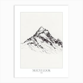 Mount Cook Usa Line Drawing 2 Poster Art Print