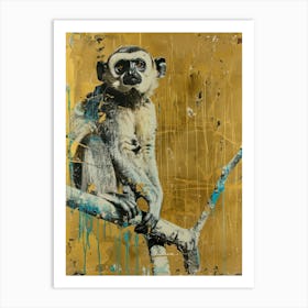 Gibbon Gold Effect Collage 3 Art Print