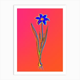 Neon Lady Tulip Botanical in Hot Pink and Electric Blue n.0231 Art Print