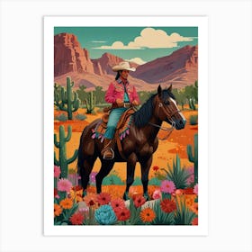 Cowgirl In The Desert Art Print