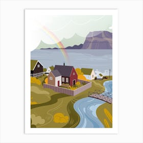 Illustration Of A Fjord Art Print