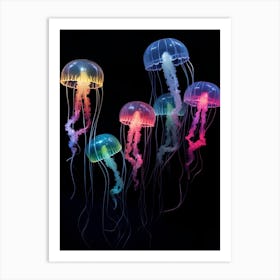 Irukandji Jellyfish Neon Illustration 3 Art Print