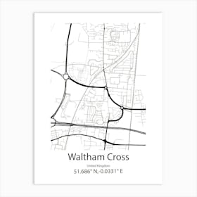 Waltham Abbey,United Kingdom Minimalist Map Art Print