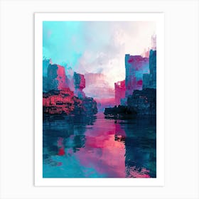 Abstract Landscape Painting | Pixel Minimalism Art Series Art Print