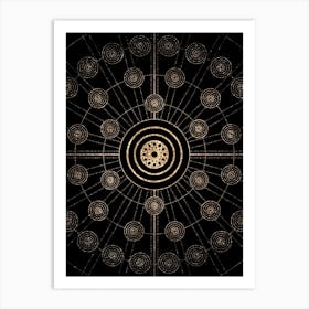 Geometric Glyph Radial Array in Glitter Gold on Black n.0006 Art Print