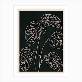 Minimalist Black & White Leaves 2 Art Print