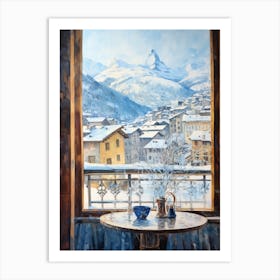 Winter Cityscape Zermatt Switzerland 3 Art Print