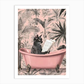 Cat In Bathtub 2 Art Print