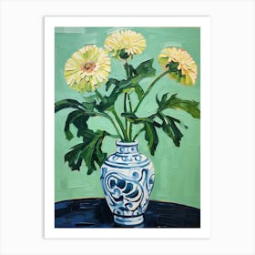 Flowers In A Vase Still Life Painting Chrysanthemum 4 Art Print