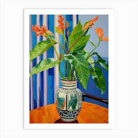 Flowers In A Vase Still Life Painting Bird Of Paradise 2 Art Print