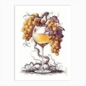 Golden Grapes And Glass Of Wine 2 Art Print