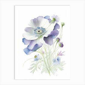 Anemone Floral Quentin Blake Inspired Illustration 3 Flower Art Print