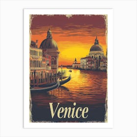 Aihrgdesign A Retro Travel Poster For Venice 2 Art Print