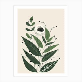 Birds Nest Fern Plant Minimalist Illustration 1 Art Print