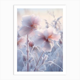 Frosty Botanical Hibiscus 3 Art Print