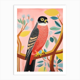Pink Scandi Eurasian Sparrowhawk 2 Art Print
