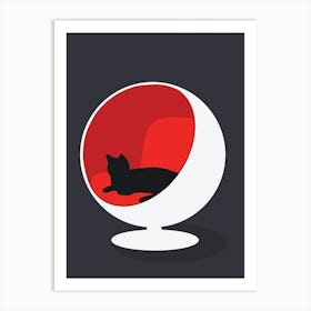 Ball Chair Cat Art Print