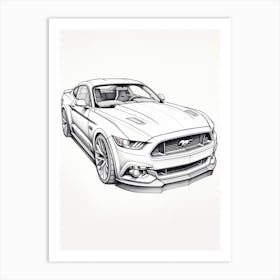 Ford Mustang Line Drawing 7 Art Print