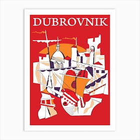 Dubrovnik, Collage of Tourist Attractions Art Print