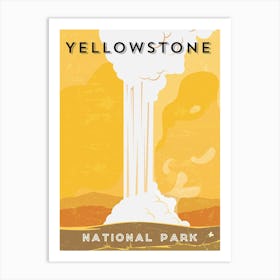 Yellowstone National Park, Wyoming, USA — Retro travel minimalist poster Art Print