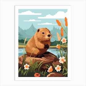 Baby Animal Illustration  Beaver 3 Art Print