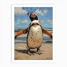 African Penguin Saunders Island Oil Painting 4 Art Print