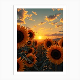 Sunflowers At Sunset 1 Art Print