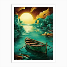 Sunset Boat Art Print