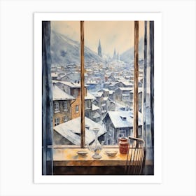 Winter Cityscape Zermatt Switzerland 2 Art Print