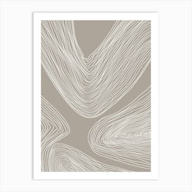 Abstract Brown Wavy Lines Art Print