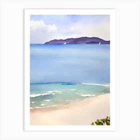 The Baths Beach, British Virgin Islands Watercolour Art Print